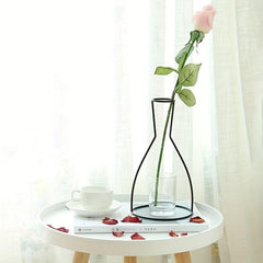 Retro Iron Line Flowers Vases Nordic Metal Plants Stand Holder Home Garden Decor
