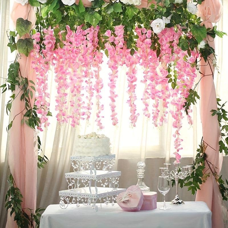12pcs Silk Wisteria Flower Arrangement for Home Wedding Decor