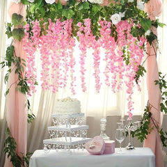 12pcs Silk Wisteria Flower Arrangement for Home Wedding Decor