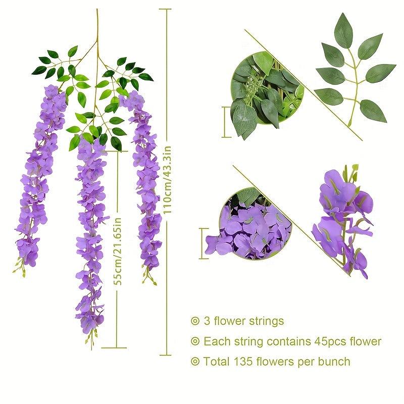 12pcs Silk Wisteria Flower Arrangement for Home Wedding Decor