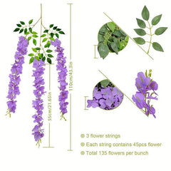 12pcs Silk Wisteria Flower Arrangement for Home Wedding Decor