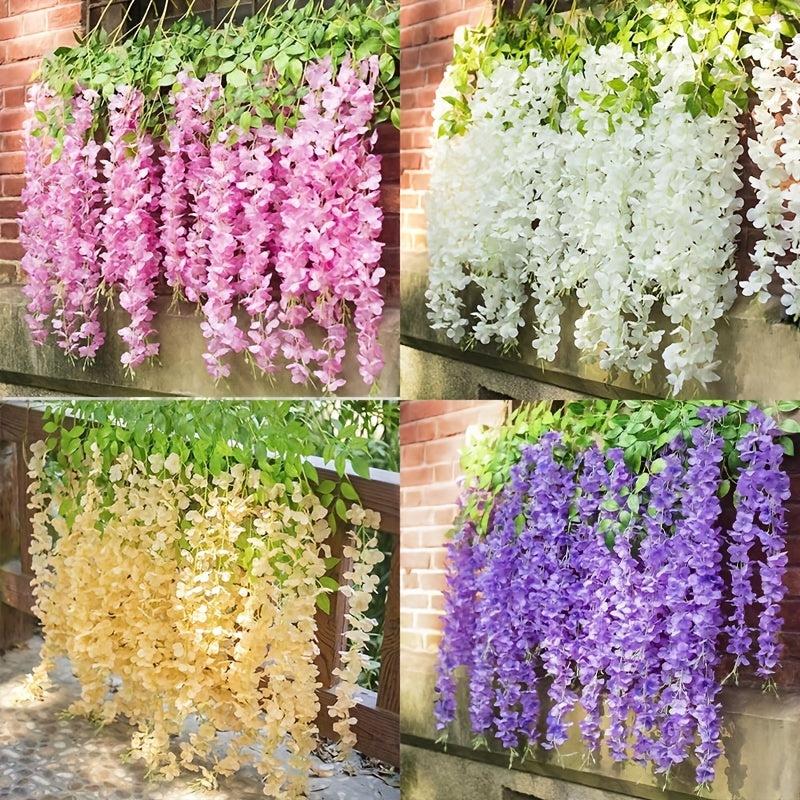 12pcs Silk Wisteria Flower Arrangement for Home Wedding Decor