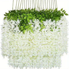 12pcs Silk Wisteria Flower Arrangement for Home Wedding Decor