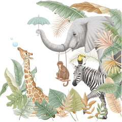 Peel and Stick Jungle Animal Wall Decals for Kids' Room