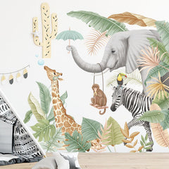 Peel and Stick Jungle Animal Wall Decals for Kids' Room
