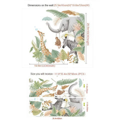 Peel and Stick Jungle Animal Wall Decals for Kids' Room