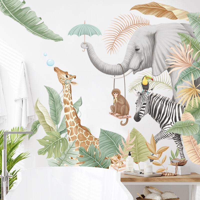 Peel and Stick Jungle Animal Wall Decals for Kids' Room