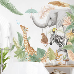 Peel and Stick Jungle Animal Wall Decals for Kids' Room