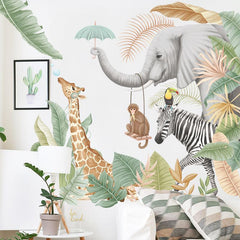 Peel and Stick Jungle Animal Wall Decals for Kids' Room