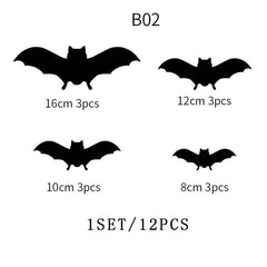 Halloween Bat Wall Decor 3D Stickers Set of 12