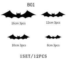 Halloween Bat Wall Decor 3D Stickers Set of 12