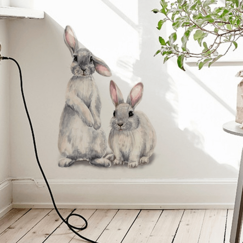 Cute Rabbit Wall Sticker Home Decor Bedroom Living Room Mural Bunny Stickers