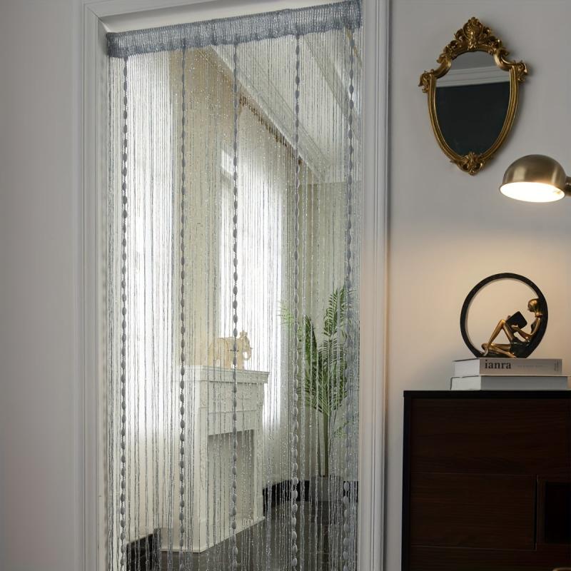 Flat Silver Ribbon Thread Window Panel Curtain