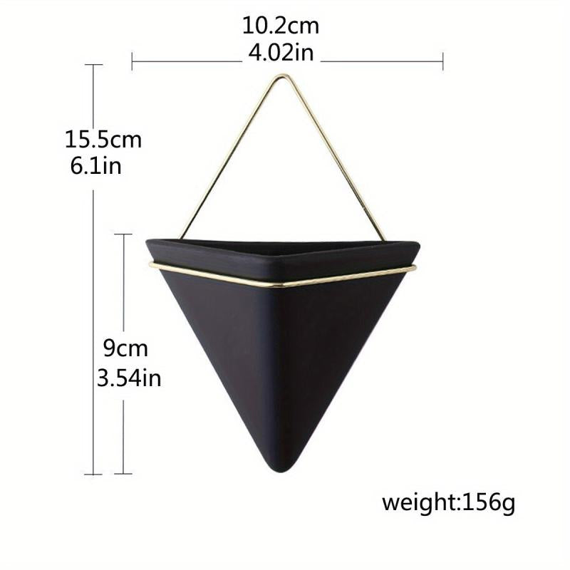 Triangle Ceramic Wall Hanging Flower Pots Vase for Home Decor