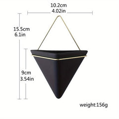 Triangle Ceramic Wall Hanging Flower Pots Vase for Home Decor