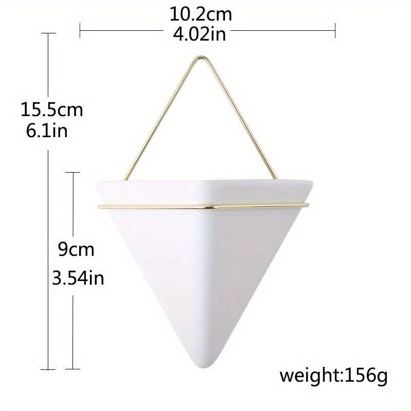 Triangle Ceramic Wall Hanging Flower Pots Vase for Home Decor