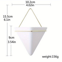 Triangle Ceramic Wall Hanging Flower Pots Vase for Home Decor