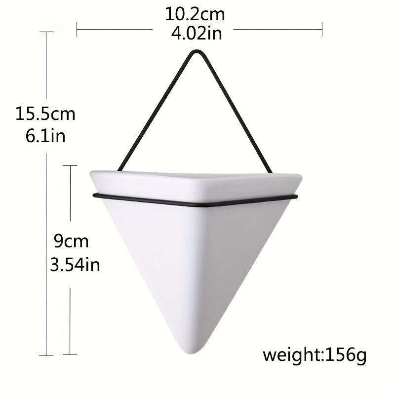 Triangle Ceramic Wall Hanging Flower Pots Vase for Home Decor