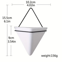 Triangle Ceramic Wall Hanging Flower Pots Vase for Home Decor