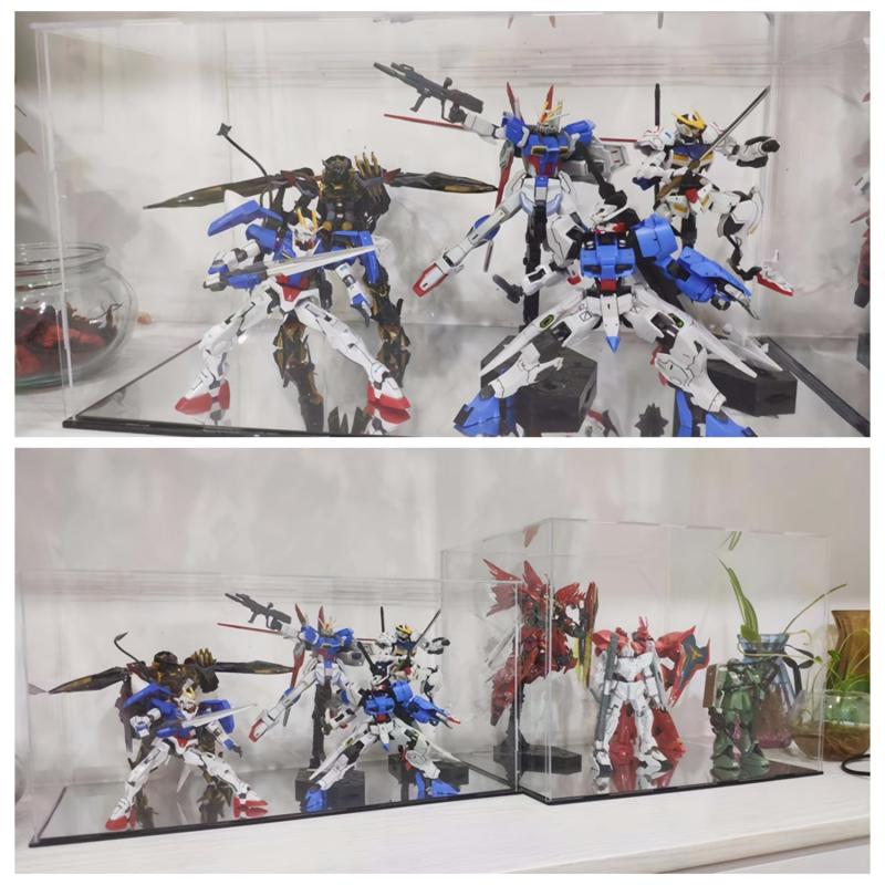 Mirror Base Display Box for Toy Figurines Protection