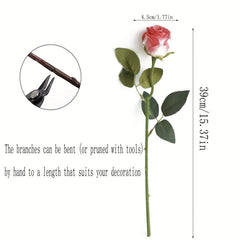 6pcs Artificial Roses Realistic Feel Wedding Home Decor