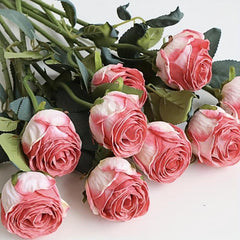 6pcs Artificial Roses Realistic Feel Wedding Home Decor