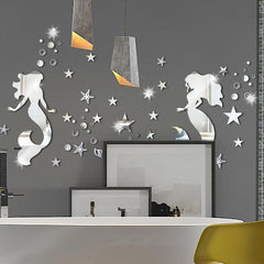 Ocean Mermaid Mirror Wall Sticker Wall Decoration For Home Living Room