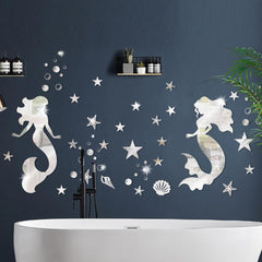 Ocean Mermaid Mirror Wall Sticker Wall Decoration For Home Living Room