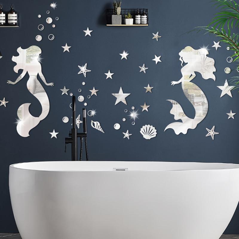 Ocean Mermaid Mirror Wall Sticker Wall Decoration For Home Living Room