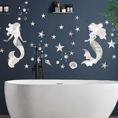 Ocean Mermaid Mirror Wall Sticker Wall Decoration For Home Living Room