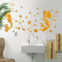 Ocean Mermaid Mirror Wall Sticker Wall Decoration For Home Living Room