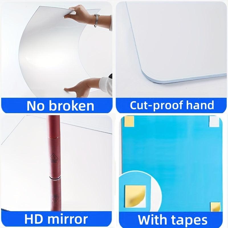 8pcs 3D Acrylic Mirror Stickers Self-adhesive DIY Mirrors Wall Decor
