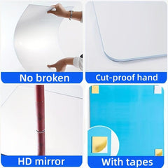 8pcs 3D Acrylic Mirror Stickers Self-adhesive DIY Mirrors Wall Decor