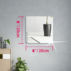 8pcs 3D Acrylic Mirror Stickers Self-adhesive DIY Mirrors Wall Decor