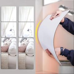 8pcs 3D Acrylic Mirror Stickers Self-adhesive DIY Mirrors Wall Decor