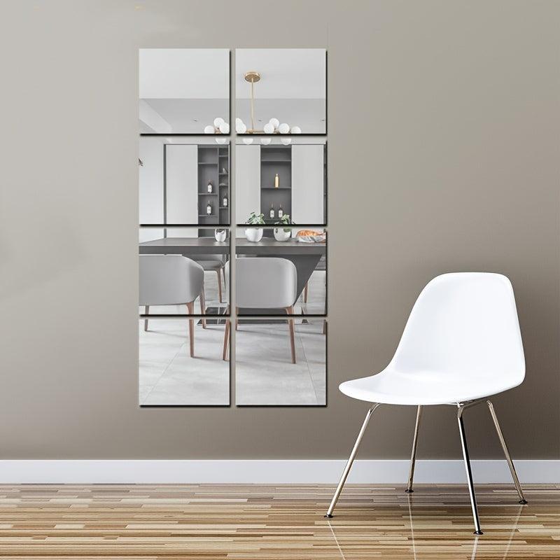 8pcs 3D Acrylic Mirror Stickers Self-adhesive DIY Mirrors Wall Decor