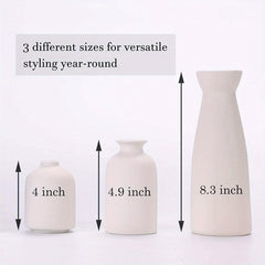 Set of 3 Small Flower Vases Modern Boho Home Decor