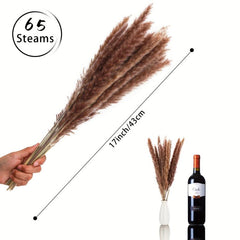 65pcs Natural Pampas Grass Bouquet Dried Floral Arrangement Wedding Decor