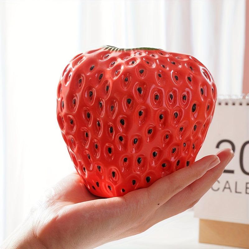 Handcrafted Resin Strawberry Vase for Home Decor