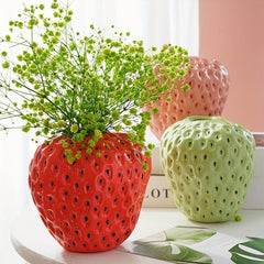 Handcrafted Resin Strawberry Vase for Home Decor