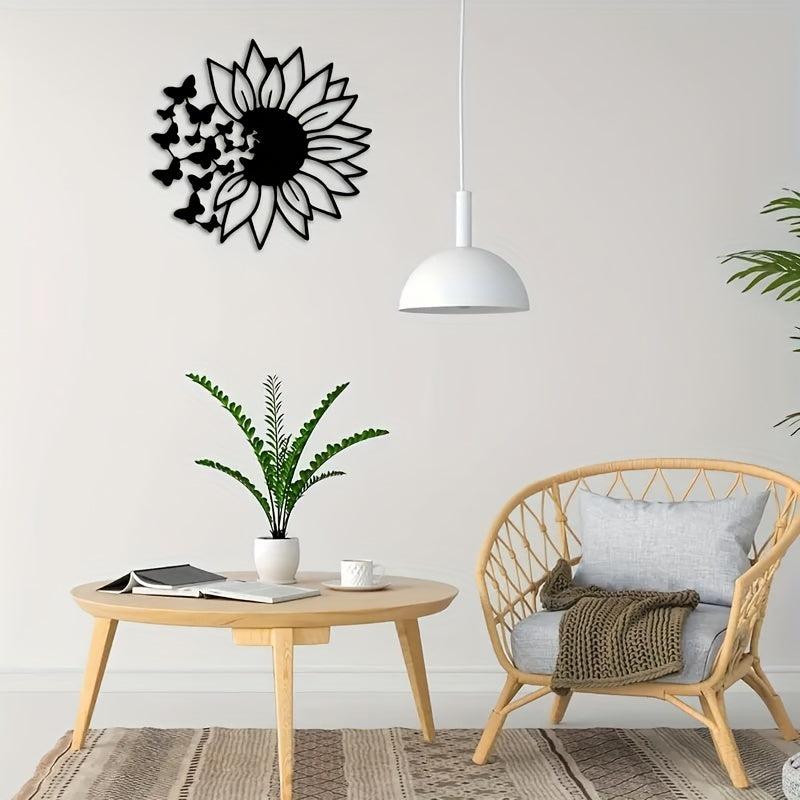 Butterfly Sunflower Metal Wall Decor for Home Modern Art