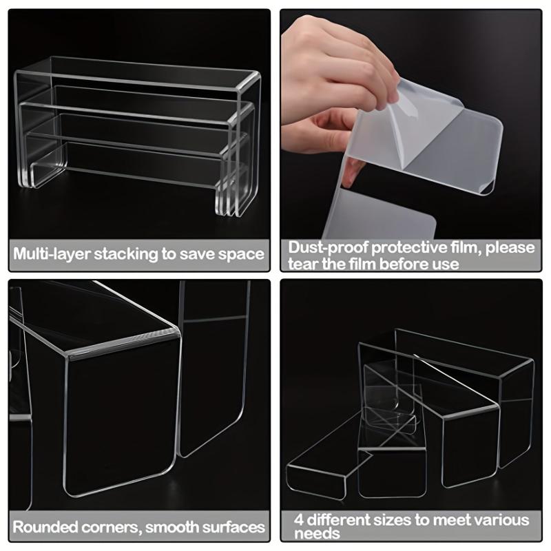 4-Layer Clear Acrylic Display Stand for Desserts Dolls Cosmetics Collectibles