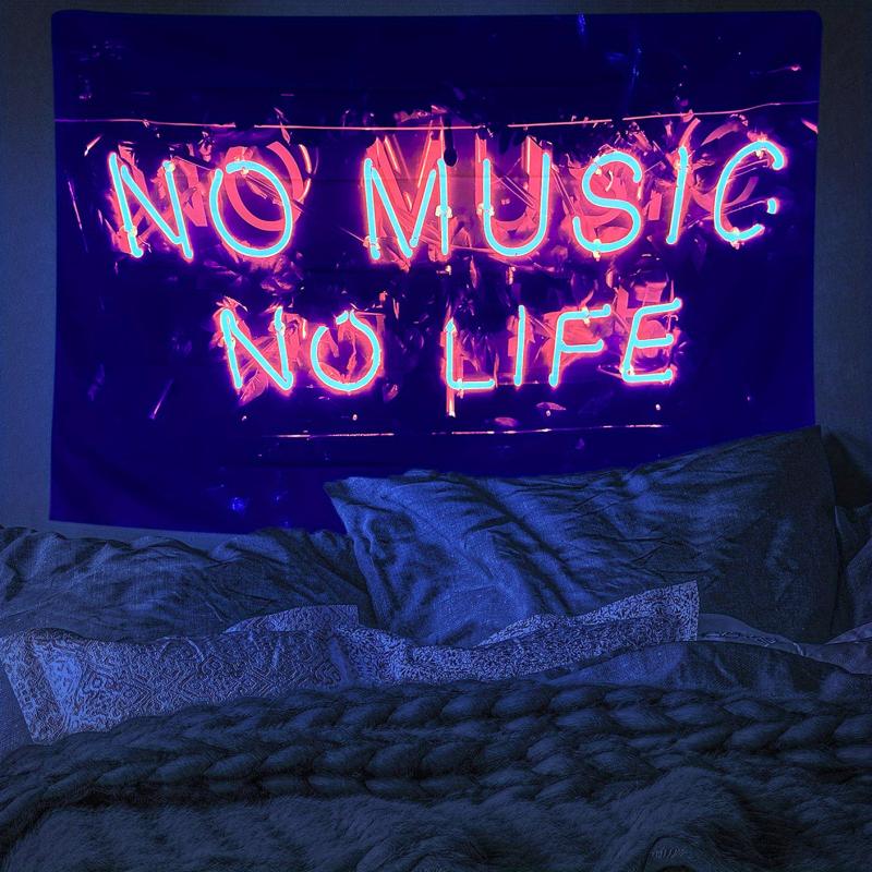 Fluorescent Tapestry Peach Skin Velvet UV Light Wall Hanging