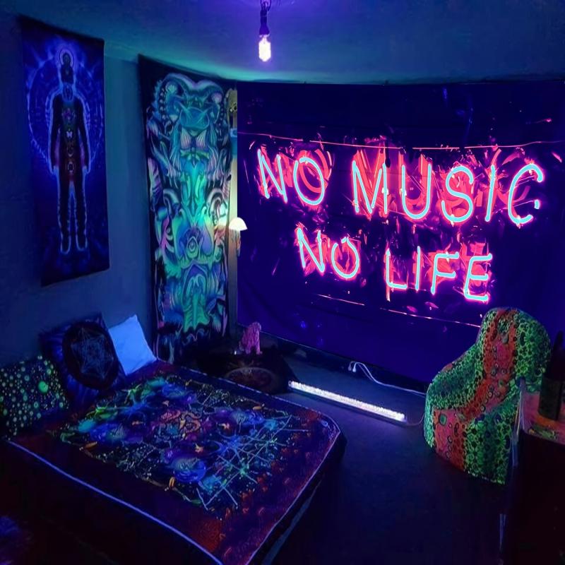 Fluorescent Tapestry Peach Skin Velvet UV Light Wall Hanging
