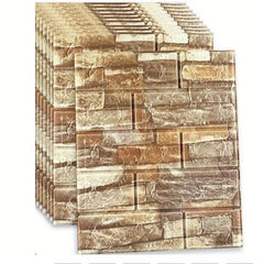 10pcs Self Adhesive 3D Wallpapers Retro Decor For Living Room Wall Tile Stickers