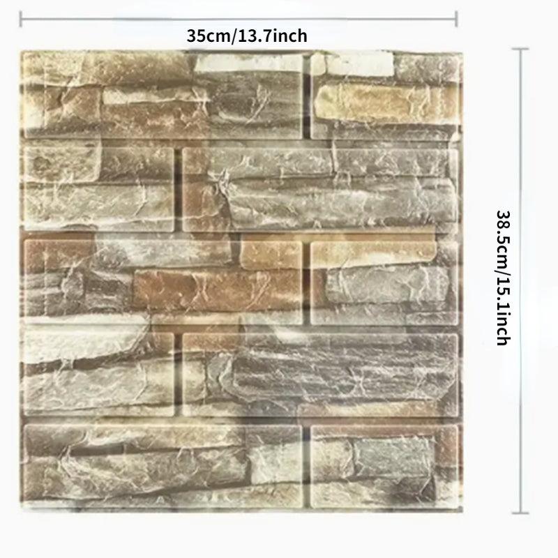 10pcs Self Adhesive 3D Wallpapers Retro Decor For Living Room Wall Tile Stickers
