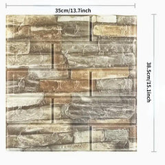 10pcs Self Adhesive 3D Wallpapers Retro Decor For Living Room Wall Tile Stickers