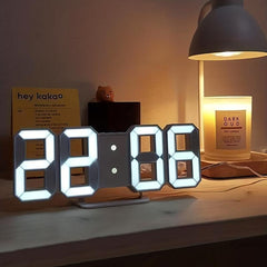3D Digital Clock LED Electronic Hanging Clock with Mute Stereo Alarm