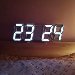 3D Digital Clock LED Electronic Hanging Clock with Mute Stereo Alarm
