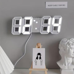 3D Digital Clock LED Electronic Hanging Clock with Mute Stereo Alarm